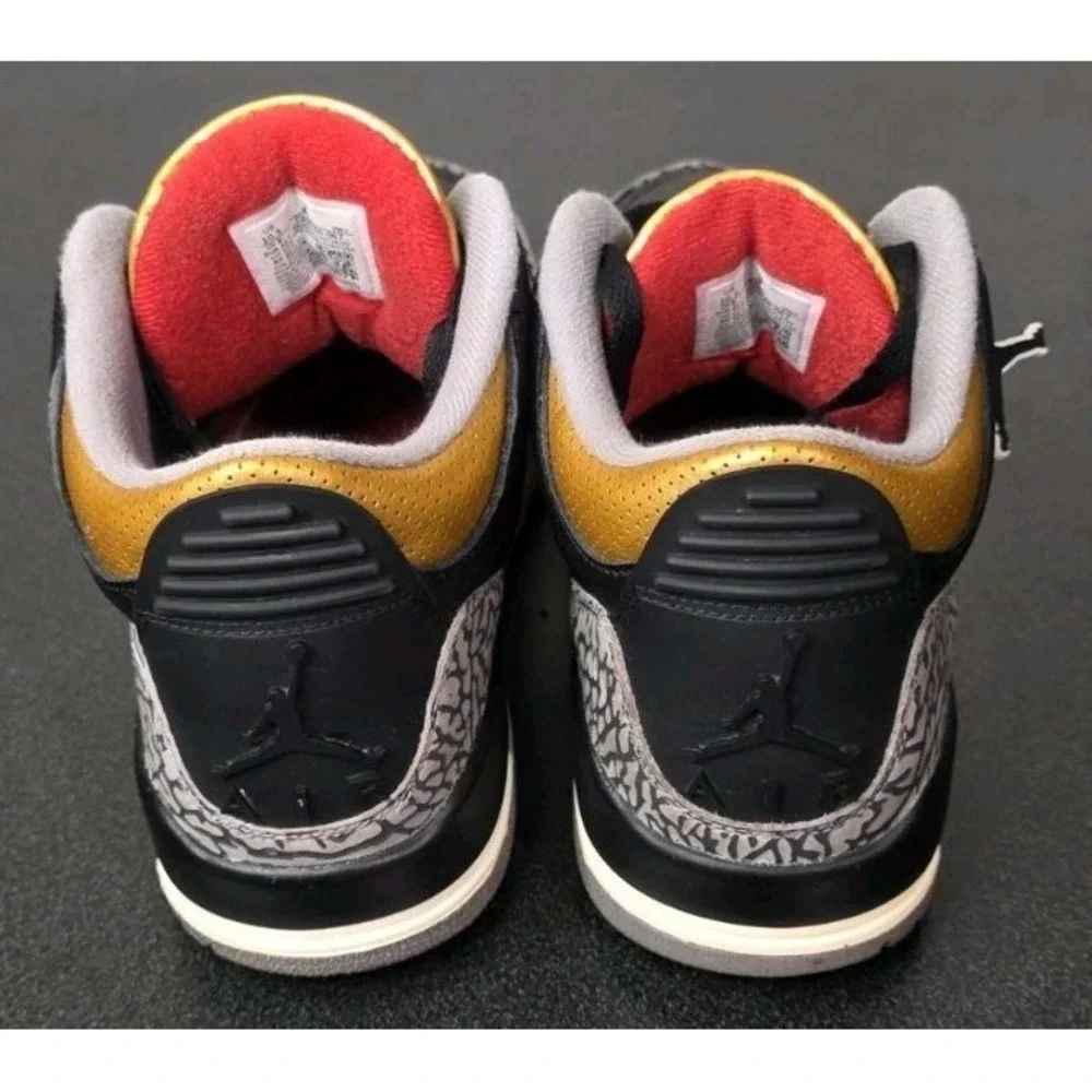 Nike Air Jordan 3 Retro Mid Black Gold‎ Cement CK9246-067 Sneaker W10.5 M9 EUC
